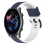 For Amazfit GTR 3 22mm Two-Color Silicone Watch Band(Midnight Blue + White)