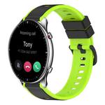 For Amazfit GTR 2 22mm Two-Color Silicone Watch Band(Black+Lime Green)