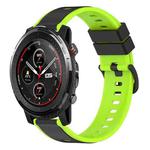 For Amazfit 3 22mm Two-Color Silicone Watch Band(Black+Lime Green)
