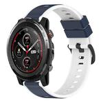 For Amazfit 3 22mm Two-Color Silicone Watch Band(Midnight Blue + White)