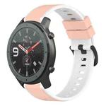 For Amazfit GTR 47mm 22mm Two-Color Silicone Watch Band(Pink+White)