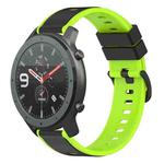 For Amazfit GTR 47mm 22mm Two-Color Silicone Watch Band(Black+Lime Green)