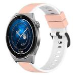 For Huawei Watch GT3 Pro 46mm 22mm Two-Color Silicone Watch Band(Pink+White)