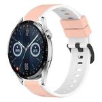 For Huawei Watch GT3 46mm 22mm Two-Color Silicone Watch Band(Pink+White)