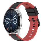 For Huawei Watch GT3 46mm 22mm Two-Color Silicone Watch Band(Black+Red)