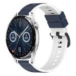 For Huawei Watch GT3 46mm 22mm Two-Color Silicone Watch Band(Midnight Blue + White)