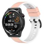 For Huawei Watch GT Runner 22mm Two-Color Silicone Watch Band(Pink+White)