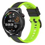 For Huawei Watch GT Runner 22mm Two-Color Silicone Watch Band(Black+Lime Green)