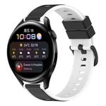 For Huawei Watch 3 22mm Two-Color Silicone Watch Band(Black+White)