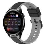 For Huawei Watch 3 22mm Two-Color Silicone Watch Band(Black+Grey)