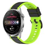 For Huawei Watch 3 Pro 22mm Two-Color Silicone Watch Band(Black+Lime Green)