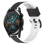 For Huawei GT2 46mm 22mm Two-Color Silicone Watch Band(Black+White)