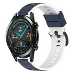 For Huawei GT2 46mm 22mm Two-Color Silicone Watch Band(Midnight Blue + White)
