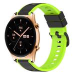 For Honor Watch GS 3 22mm Two-Color Silicone Watch Band(Black+Lime Green)