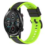 For Honor Magic Watch 2 46mm 22mm Two-Color Silicone Watch Band(Black+Lime Green)