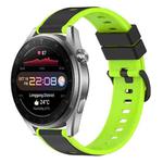 For Huawei Watch 3 Pro New 22mm Two-Color Silicone Watch Band(Black+Lime Green)