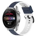 For Huawei Watch 3 Pro New 22mm Two-Color Silicone Watch Band(Midnight Blue + White)