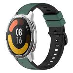 For Xiaomi MI Watch Color 2 22mm Two-Color Silicone Watch Band(Olive Green + Black)