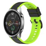 For Xiaomi MI Watch Color 22mm Two-Color Silicone Watch Band(Black+Lime Green)