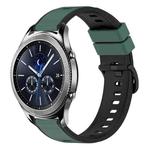 For Samsung Gear S3 Classic 22mm Two-Color Silicone Watch Band(Olive Green + Black)