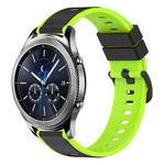 For Samsung Gear S3 Classic 22mm Two-Color Silicone Watch Band(Black+Lime Green)