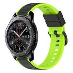 For Samsung Gear S3 Frontier 22mm Two-Color Silicone Watch Band(Black+Lime Green)