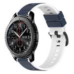 For Samsung Gear S3 Frontier 22mm Two-Color Silicone Watch Band(Midnight Blue + White)