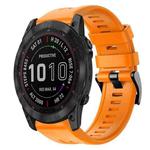 For Garmin Fenix 7X Metal Buckle Solid Color Silicone Watch Band(Orange)