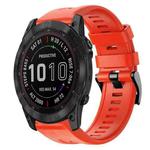 For Garmin Fenix 7X Metal Buckle Solid Color Silicone Watch Band(Red)