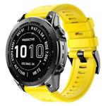 For Garmin Fenix 7X Metal Buckle Solid Color Silicone Watch Band(Yellow)