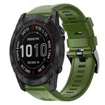 For Garmin Fenix 7X Metal Buckle Solid Color Silicone Watch Band(Army Green)