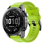 For Garmin Fenix 7X Metal Buckle Solid Color Silicone Watch Band(Green)