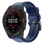 For Garmin Fenix 7X Solar Metal Buckle Solid Color Silicone Watch Band(Navy Blue)