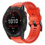 For Garmin Fenix 7X Solar Metal Buckle Solid Color Silicone Watch Band(Red)