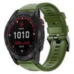 For Garmin Fenix 7X Solar Metal Buckle Solid Color Silicone Watch Band(Army Green)