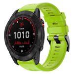 For Garmin Fenix 7X Solar Metal Buckle Solid Color Silicone Watch Band(Green)