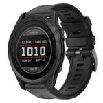 For Garmin Tactix 7 Metal Buckle Solid Color Silicone Watch Band(Black)