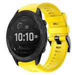 For Garmin Tactix Delta Metal Buckle Solid Color Silicone Watch Band(Yellow)