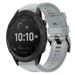 For Garmin Tactix Delta Metal Buckle Solid Color Silicone Watch Band(Grey)