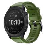 For Garmin Tactix Delta Metal Buckle Solid Color Silicone Watch Band(Army Green)