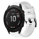 For Garmin Fenix 6X Metal Buckle Solid Color Silicone Watch Band(White)
