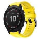 For Garmin Fenix 6X Metal Buckle Solid Color Silicone Watch Band(Yellow)