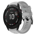 For Garmin Fenix 6X Metal Buckle Solid Color Silicone Watch Band(Grey)