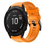 For Garmin Fenix 6X Pro Metal Buckle Solid Color Silicone Watch Band(Orange)