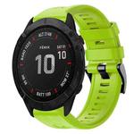 For Garmin Fenix 6X Pro Metal Buckle Solid Color Silicone Watch Band(Green)