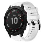 For Garmin Fenix 6X Sapphire Metal Buckle Solid Color Silicone Watch Band(White)