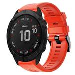 For Garmin Fenix 6X Sapphire Metal Buckle Solid Color Silicone Watch Band(Red)