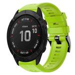 For Garmin Fenix 6X Sapphire Metal Buckle Solid Color Silicone Watch Band(Green)