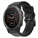 For Garmin Fenix 5X Sapphire Metal Buckle Solid Color Silicone Watch Band(Black)