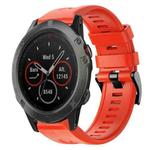 For Garmin Fenix 5X Sapphire Metal Buckle Solid Color Silicone Watch Band(Red)